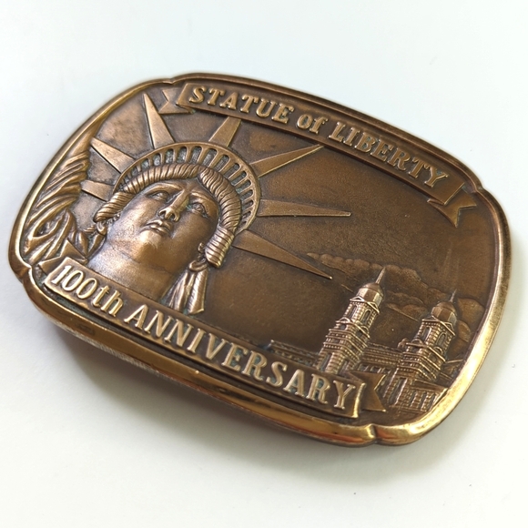 80's Vintage Statue of Liberty 100th Anniversary Solid Bronze Belt Buckle - Picture 2 of 6